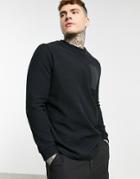 Bolongaro Trevor Ribbed Mock Neck Long Sleeve T-shirt-black