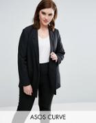 Asos Curve Slim Tailored Jacket In Crepe - Black