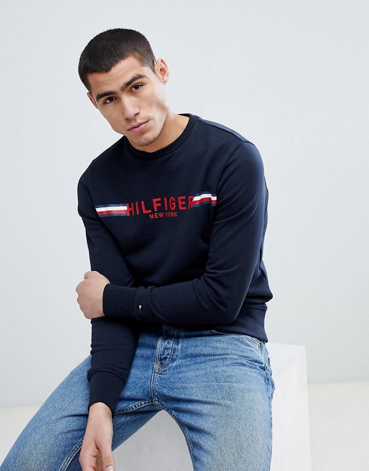 Tommy Hilfiger Koby Icon Stripe Logo Sweatshirt In Navy - Navy