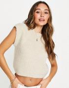 Asos Design Knitted Tank Top In Oatmeal-brown