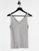 & Other Stories Organic Cotton V-neck Tank In Gray-grey