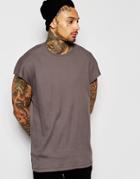 Asos Oversized Sleeveless T-shirt In Rib In Gray - Castle Rock