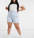 Urban Bliss Plus High Waisted Denim Shorts In Light Wash-blues