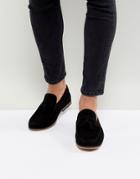 Asos Design Tassel Loafers In Black Suede With Natural Sole - Black