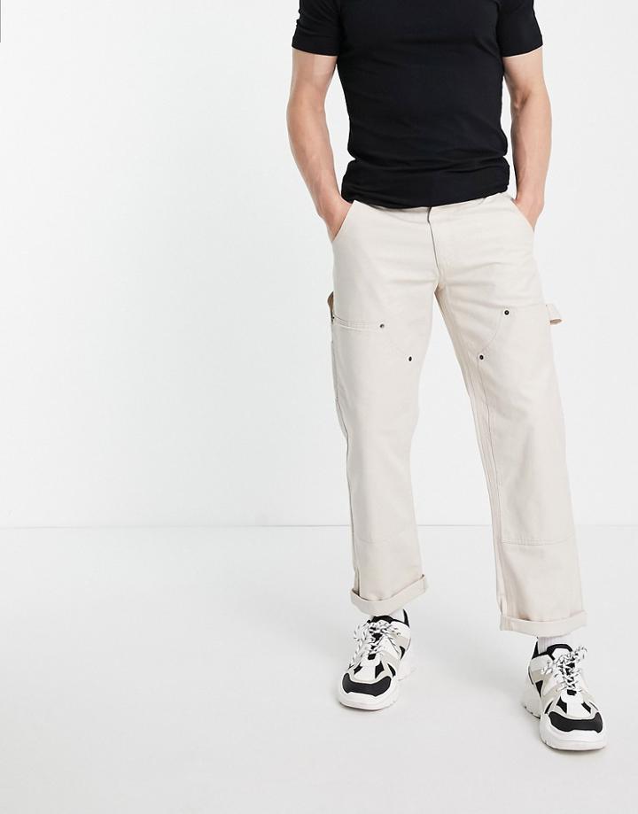 Topman Carpenter Pants In Ecru-white