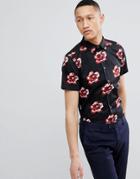 Ted Baker Slim Short Sleeve Floral Shirt - Navy