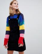 Brave Soul Alexa Overall Dress In Cord - Black