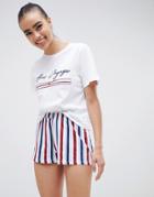 Asos Design Mix & Match Stripe Bon Voyage Pyjama Shorts - Multi