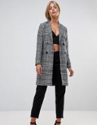 Parisian Slim Fit Check Coat - Gray