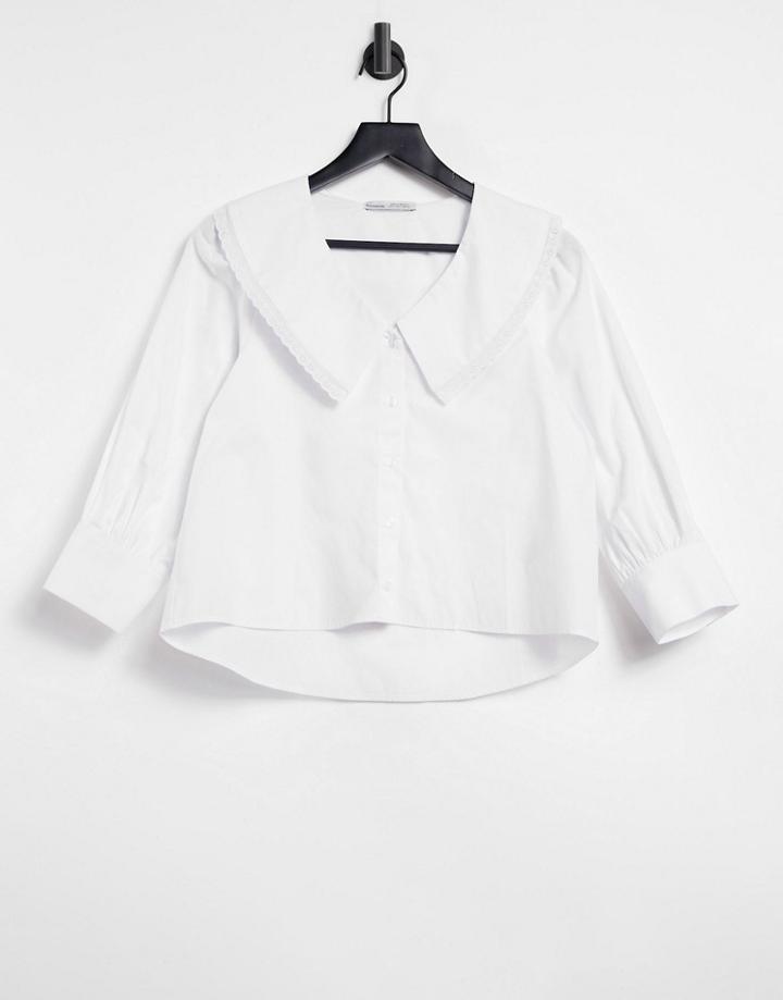 Pull & Bear Collar Detail Blouse In White