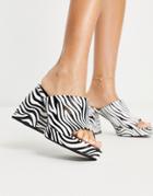 Glamorous Platform Heel Mule Sandals In Zebra-multi