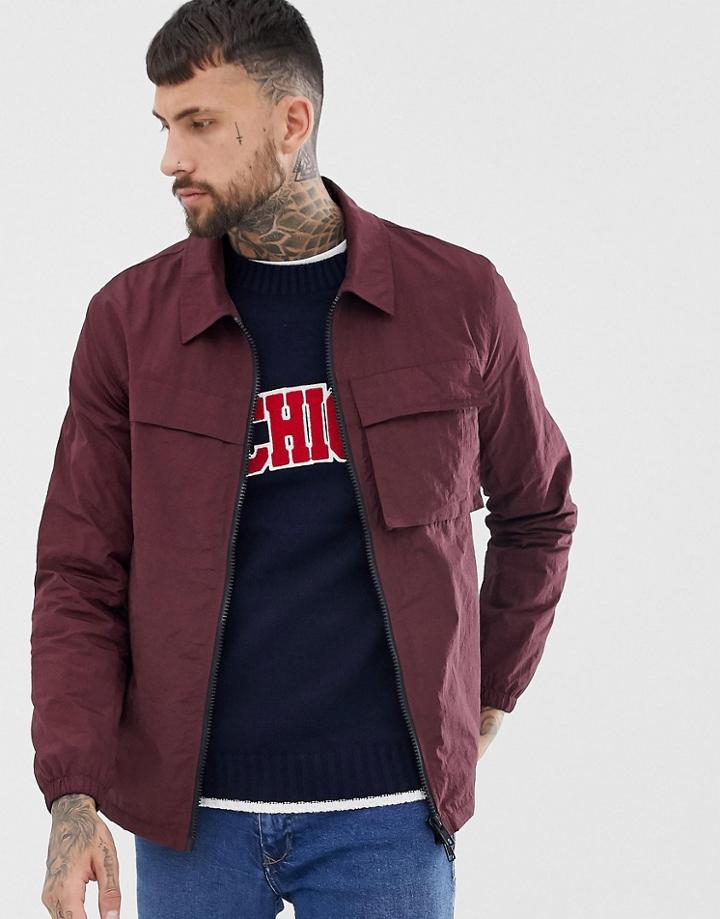 Asos Design Utility Jacket In Burgundy - Red