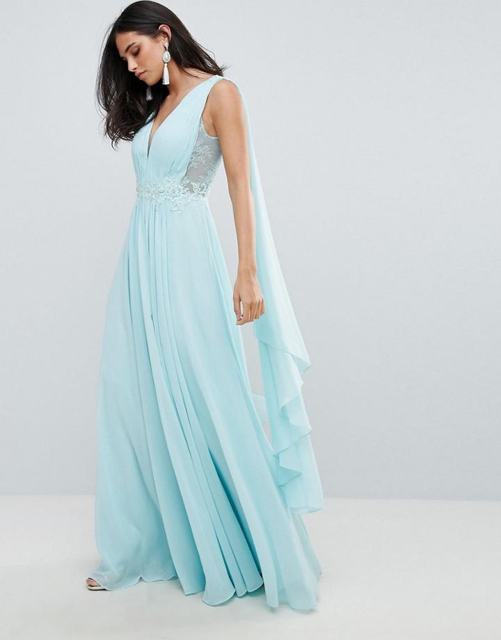 Forever Unique Grecian Draped Dress - Blue