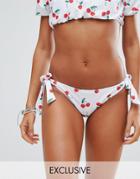South Beach Cherry Print Bardot Bikini Bottom - Multi