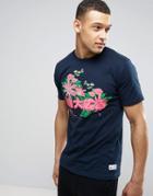 Hype T-shirt In Blue With Japanese Floral Print - Blue