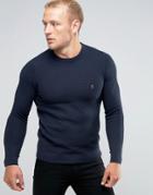 Farah Sweater With Honeycomb Texture In Slim Fit Navy - Navy