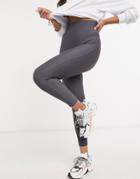 Asos Design Deep Waistband Legging In Matte Disco In Blue Gray