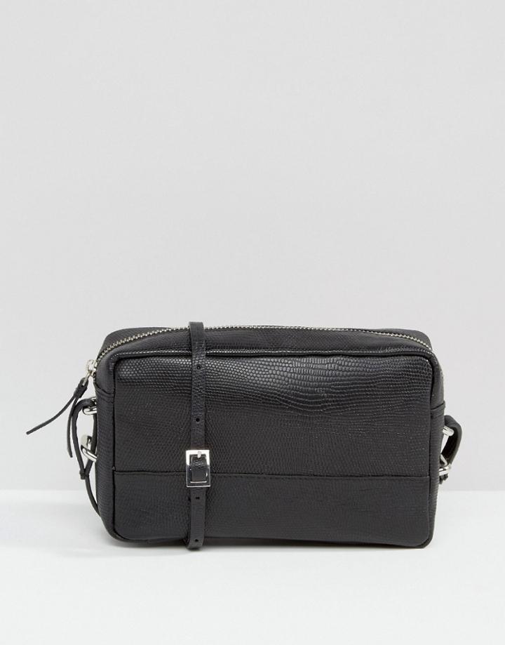 Warehouse Leather Textured Shoulder Bag - Black