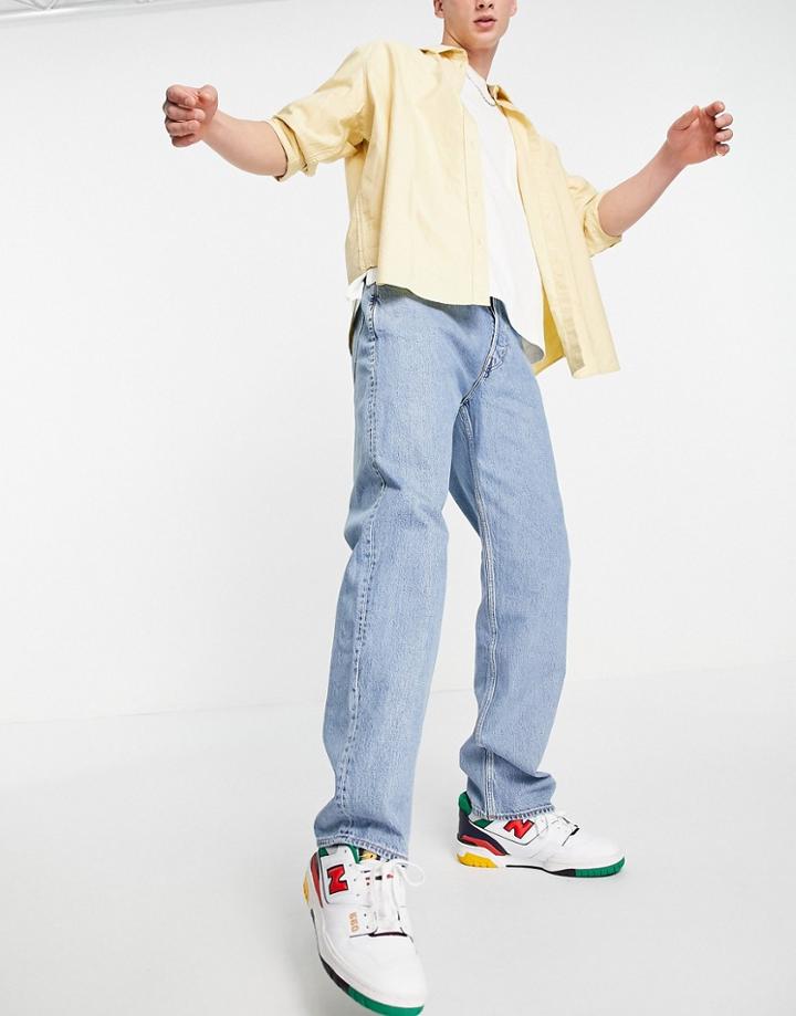 Weekday Space Straight Jeans In Pen Blue-blues