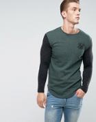 Siksilk Knitted Long Sleeve T-shirt Khaki - Green