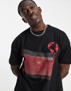 Liquor N Poker Oversized T-shirt In Black With Space Graphic Print