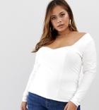 Asos Design Curve Sweetheart Neck Top In Cream-white