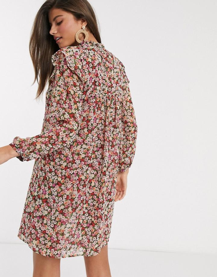 Mango Layered Smock Dress In Floral Print-multi