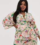 Liquorish Plus Wrap Blouse With Contrast Piping In Floral Two-piece - Multi
