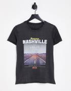 Only Nashville Motif Tee In Washed Black
