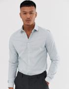 Asos Design Slim Fit Shirt Green & Navy Stripe Shirt - Green