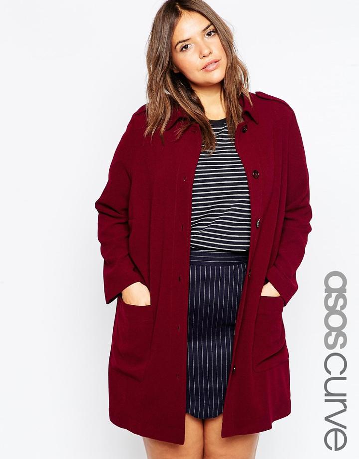 Asos Curve 60's Longline Duster Jacket - Raspberry