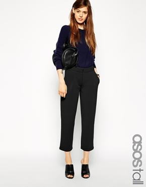 Asos Tall Premium Bonded Tapered Pants In Scuba - Black $29.35
