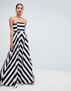 Asos Design Stripe Bandeau Prom Maxi Dress - Multi