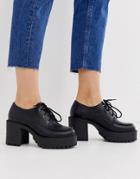 Truffle Collection Chunky Lace Up Heeled Shoe In Black