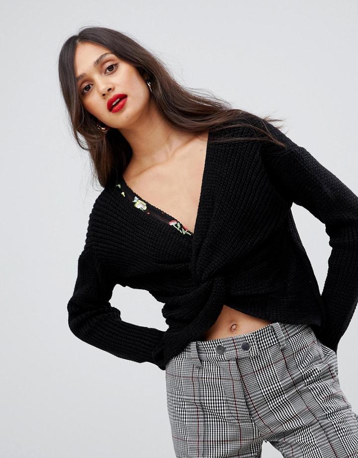 Ax Paris Twist Front Sweater - Black