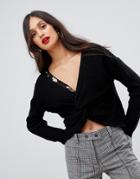 Ax Paris Twist Front Sweater - Black