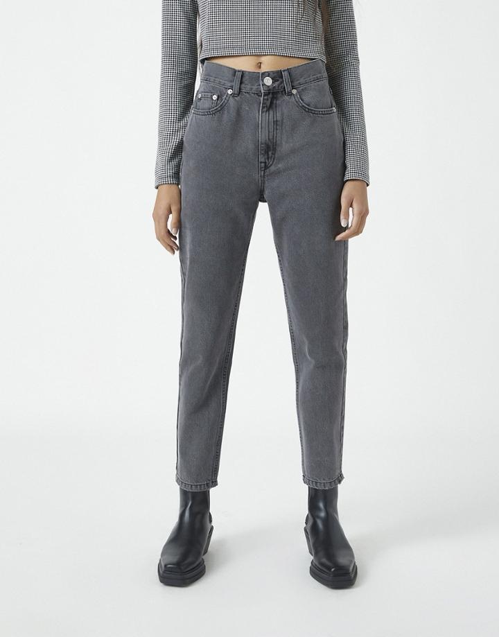 Pull & Bear Mom Jean In Dark Gray