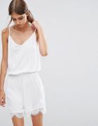 Vero Moda Romper With Lace Trim In White - White