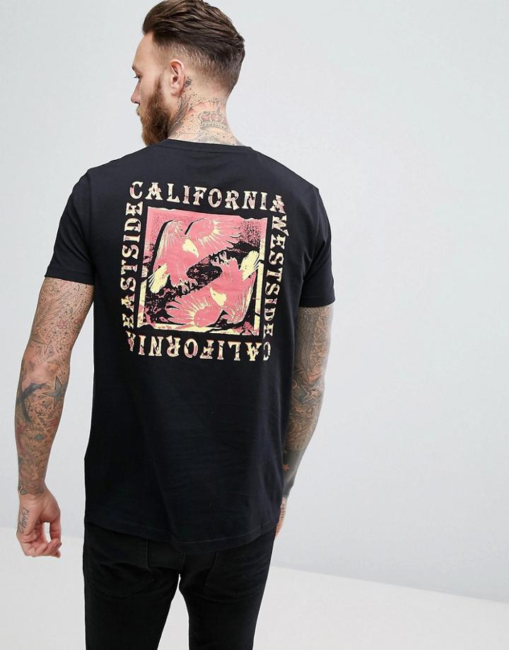 Asos Relaxed T-shirt With Bird Back Print - Black