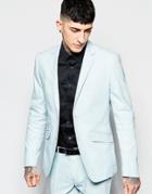 Devil's Advocate Skinny Stretch Fit Herringbone Suit Jacket - Blue
