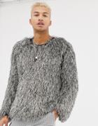 Asos Design Oversized Sweater In Gold Metallic Tassels - Gold