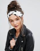 Pia Rossini Large Spot Polka Dot Tie Oblong Headband - Black