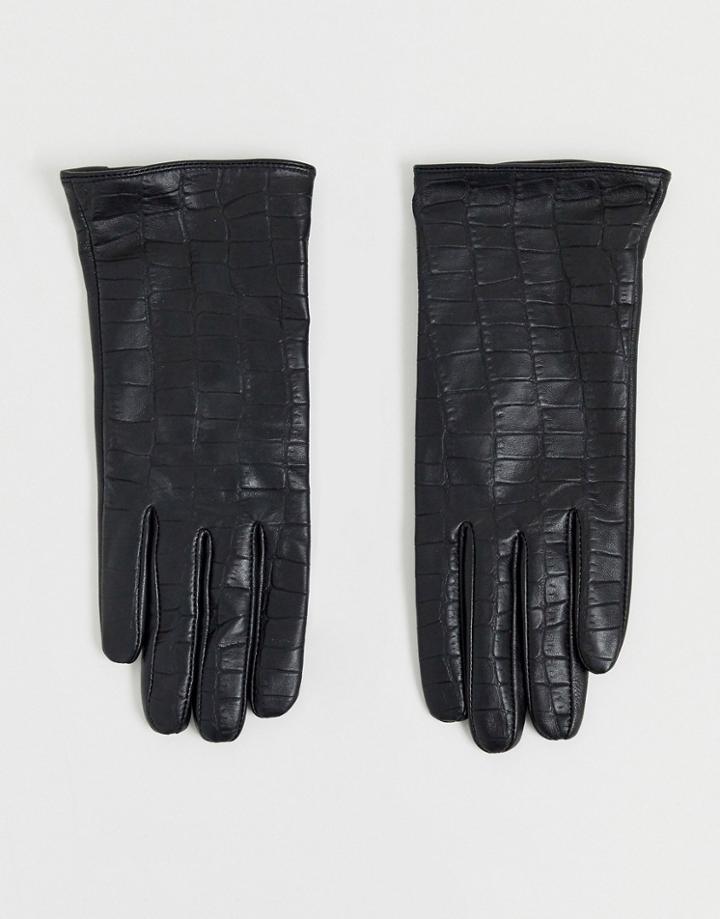 Barney's Originals Real Leather Gloves In Mock Croc