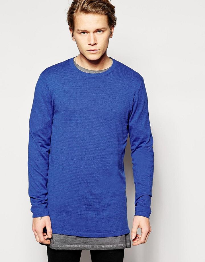 Asos Longline Sweater With Zips - Green