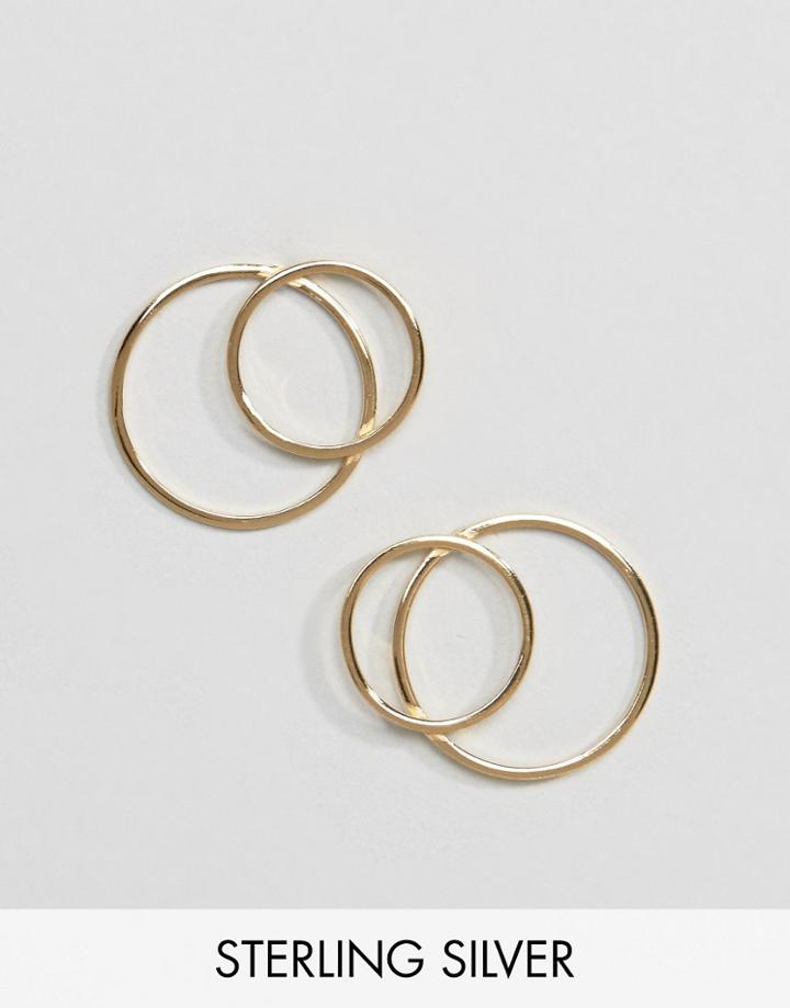 Asos Gold Plated Sterling Silver Open Curve Stud Earrings - Gold