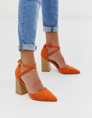 Raid Aubrey Orange Stacked Heeled Shoes - Orange