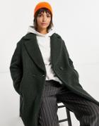 Whistles Double Breasted Boucle Coat In Dark Green