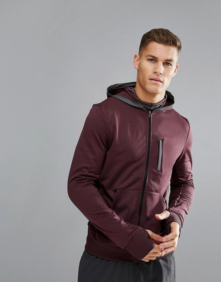 Adidas Running Hoodie In Purple Bq7075 - Red