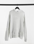 Asos Design Knit Oversized Textured Hoodie In Light Gray-grey