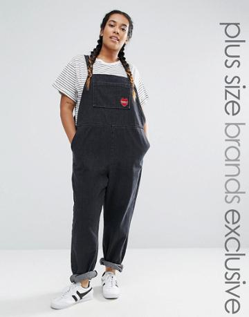 Daisy Street Plus Embroidered Patch Overall - Gray